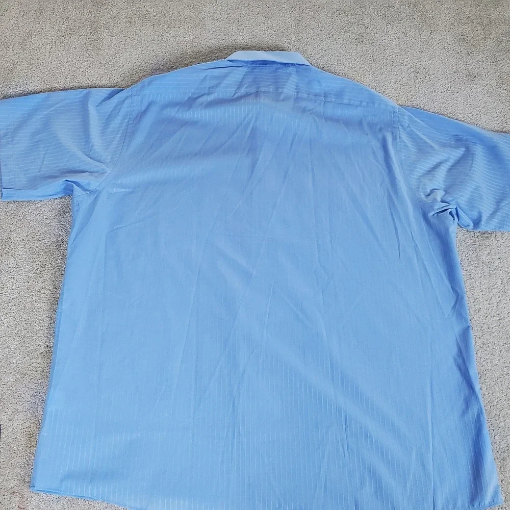 Arrow Men's Button Up Shirt 17 17.5 XL Blue Subtle Stripe Wrinkle‎ Free